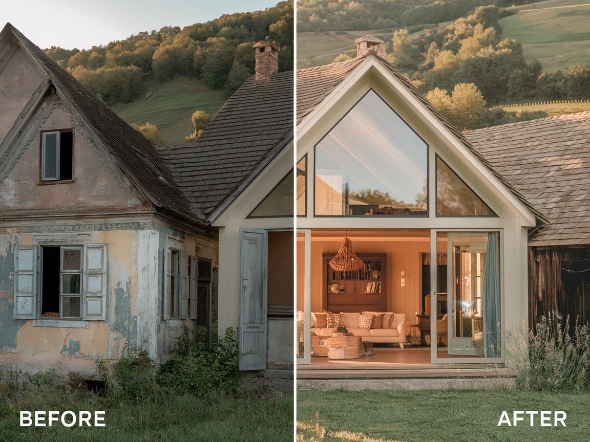 Detale architektoniczne odnowionego domu na wsi